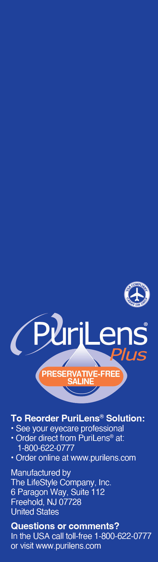 PuriLens Plus Preservative-Free Saline 120ml (4 fl. oz.) 3 Pack