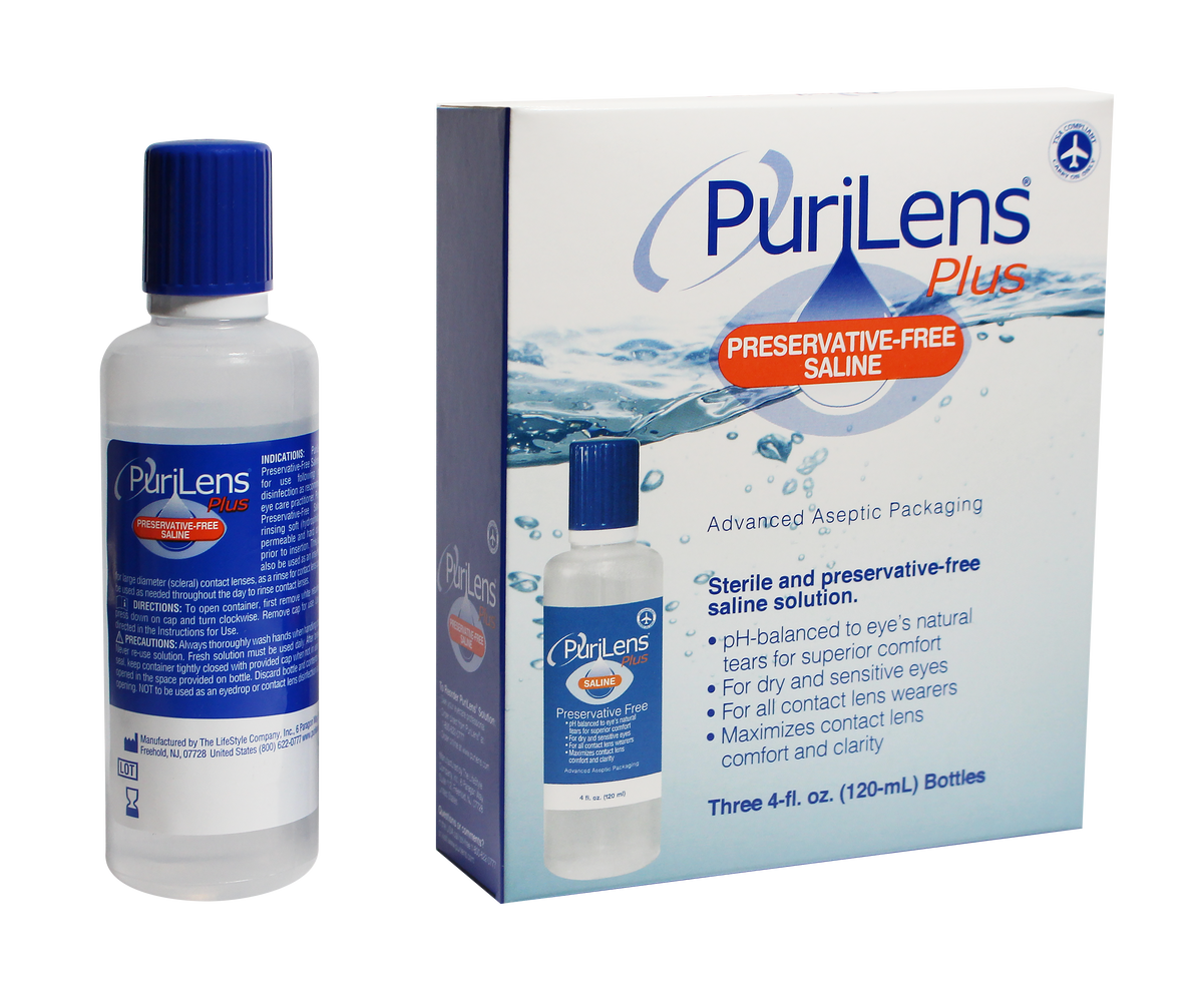 PuriLens Plus Preservative-Free Saline 120ml (4 fl. oz.) 3 Pack